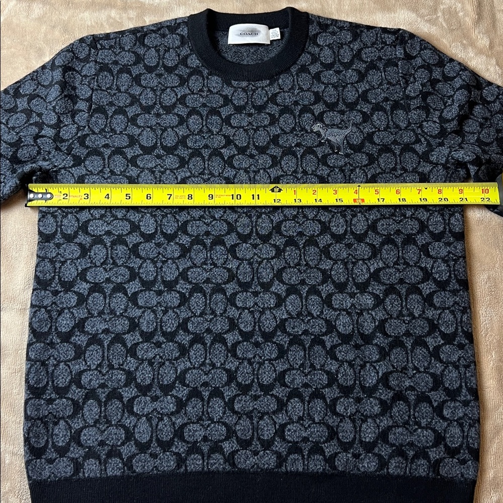COACH 100% Wool Oversized 'Rexy' Black and Grey Crewneck Sweater - Size XXS - Picture 10 of 13